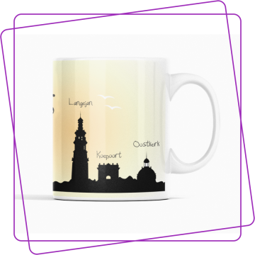 Mok met de skyline van middelburg