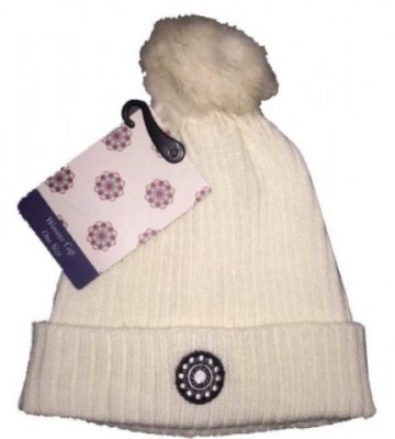 Dames muts Zeeuwse knoop wit + bont pompon