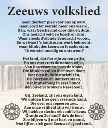 Tekstbord Zeeuws volkslied strand