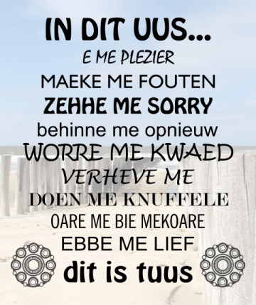 Tekstbord in dit uus... strand